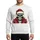Edgy Holiday Style Distressed Comic Art Sugar Skull Santa Hat Electric Blue Eyes Teal Crimson Christmas Lights Sweatshirt - 1