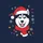 Siberian Husky Fans' Cheerful Blue-Eyed Husky in Red Santa Hat, Scarf, Christmas Lights & Snowflakes Sweatshirt - 2