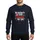 Holiday Humor Enthusiasts' Festive Red Script Santa White Text Snowflake Star Pattern Sweatshirt - 1