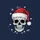 Edgy Holiday Fans' Faceted Skull with Santa Hat, Shimmering Silver & Ruby Red Rhinestone Style, White Snowflakes & Stars Sweatshirt - 2
