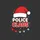 Festive Holiday Fans' Vibrant Red Santa Hat White Trim, Bold White POLICE, Distressed Red CLAUS, Red & Blue Christmas Lights Sweatshirt - 2