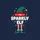 Holiday Gatherings' Whimsical Sparkly Elf Art with Dark Teal, Bright Red Stripes, Gold Bells Sweatshirt - 2