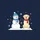 Dog Lovers' Whimsical Golden Labrador & Snowman Winter Snowflakes Blue Red Design Sweatshirt - 2