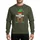 Teachers' Whimsical Christmas 'THE TEACHER ELF' Text Green Hat Red Gold Striped Legs Apple Sweatshirt - 1