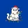Cat Lovers' Whimsical White Cat in Red Santa Hat with Vivid Rainbow Christmas Lights Artwork Sweatshirt - 2
