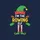 Holiday Enthusiasts Whimsical Elf Rowing Design, Green Hat, Bold Yellow Text, Striped Red Stockings, Golden Bells Sweatshirt - 2