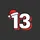 Thirteen-Year-Olds' Festive Bold Blocky 13, Bright White Distressed, Red Offset Shadow, Santa Hat Sweatshirt - 2