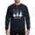 Winter Solstice Enthusiasts' Whimsical Three Gnomes Holding Hands Navy Sky Icy Blue Snowflake Hat Crescent Moon Art Sweatshirt - 1