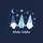 Winter Solstice Enthusiasts' Whimsical Three Gnomes Holding Hands Navy Sky Icy Blue Snowflake Hat Crescent Moon Art Sweatshirt - 2
