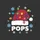Grandpa's Holiday Family Festive Red Santa Hat with Multi-Color Lights, Distressed White POPS, Snowy Blue Flakes Sweatshirt - 2