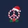 Women's Festive Candy Cane Striped Peace Symbol Santa Hat Holly Green Red Sweatshirt - 2
