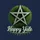 Solstice Celebrators' Shimmering Silver Pentagram Green Pine Wreath Happy Yule Light Graphic Sweatshirt - 2