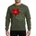 Holiday Celebrators' Bold Deep Red Poinsettia Green Feliz Navidad Script Yellow Stars Black Rectangle Frame Festive Floral Sweatshirt - 1