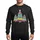 Holiday Enthusiasts' Folk Art Stylized Evergreen Trees, White-Outlined Star Tree, Vibrant Geometric Banded Patterns in Turquoise, Orange, Red, Lime, Magenta, Indigo Sweatshirt - 1