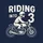 Young Rider's 3rd Birthday Vintage Cafe Racer Motorcycle White Distressed Grunge Art Sweatshirt - 2