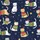 Cat Lovers' Whimsical Christmas Cats in Festive Sweaters, Santa Hats, Navy Blue, Red, Green, Yellow Star & Snowflake Pattern Satin Pajamas Set - 2