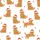 Golden Retriever Lovers' Seamless Flat Cartoon Golden Retrievers in Red Santa Hats & Multicolor Christmas Lights on White Background Satin Pajamas Set - 2