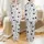 Sheep Lovers' Playful Cartoon Sheep Light Grey Scatter Pattern with Red Ear Accents Satin Pajamas Set - 1