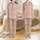 Women's Soft Blush Pink Whimsical Festive Scattered Red Green White Candy Canes Peppermint Swirls Snowflakes Satin Pajamas Set - 1