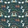 Families' Deep Teal Blue Nativity Scene Pattern with Golden Stars & Angels, Hand-Drawn Holy Family & Wise Men Satin Pajamas Set - 2