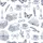 Literary Enthusiasts' Dark Indigo White Toile Etching Books Butterflies Coffee Quills Pattern Satin Pajamas Set - 2