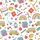 Educators & Students Whimsical Hand-Drawn Doodle School Items Pattern with Multi-Colored Rainbow & Vibrant Retro Palette Satin Pajamas Set - 2