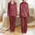Christmas Season Families' Maroon Red Candy Cane Stripe & Intricate White Snowflake Pattern Satin Pajamas Set - 1