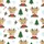 Women's Nostalgic Baby Reindeer Faces, Festive Red Bows, Green Trees, Pastel Snowflakes White Pattern Satin Pajamas Set - 2
