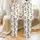 Women's Nostalgic Baby Reindeer Faces, Festive Red Bows, Green Trees, Pastel Snowflakes White Pattern Satin Pajamas Set - 1