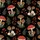 Nature Lovers' Whimsical Black Woodland Mushroom Fern Botanical Earthy Red Amanita Pattern Satin Pajamas Set - 2