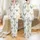Women's Hand-Drawn Whimsical Chicken & Botanical Farm Pattern Muted Teal Sage Yellow Satin Pajamas Set - 1
