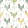 Women's Hand-Drawn Whimsical Chicken & Botanical Farm Pattern Muted Teal Sage Yellow Satin Pajamas Set - 2
