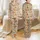 Autumn Lovers' Cozy Scattered Pattern with Orange Pumpkins, Green Leaves, Books, Coffee & Candles on Beige Satin Pajamas Set - 1