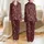 Family's Festive Deep Maroon Gingerbread Candy Cane Holly Berry Snowflake Illustrative Design Satin Pajamas Set - 1