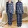 Family's Deep Navy White Traditional Fair Isle Reindeer Snowflake Geometric Motif Satin Pajamas Set - 1