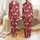Family Holiday Celebrants Crisp White Reindeer, Pine Trees, Snowflakes on Cranberry Red Repeat Pattern Satin Pajamas Set - 1