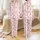 Women's Blush Pink & White Striped Coquette Rose Pink Hand-Drawn Bow Design Satin Pajamas Set - 1