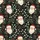Women's Vintage Santa Busts Lush Holly Pine Berries Eucalyptus Charcoal Black Pattern Satin Pajamas Set - 2