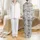 Women's Vintage Toile African Safari Engraving Wildlife Elephants Zebras Indigo Cream Satin Pajamas Set - 1
