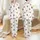 Women's Hand-Drawn Espresso Style Cocktail Glasses Pattern Warm Chocolate Brown & Cream Satin Pajamas Set - 1