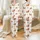 Cow Lovers' Watercolor Highland Cow & Calf Floral Tan Red-Brown Pink Yellow Sage Creamy Off-White Seamless Pattern Satin Pajamas Set - 1