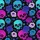 Women's Illustrative Gothic Ombre Skull Dark Floral Rose Aqua Purple Pink Pattern Satin Pajamas Set - 2
