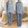 Women's Muted Denim Blue Soft Pink Rosebud Wildflower Naive Floral Print Satin Pajamas Set - 1
