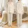 Women's Gentle Illustrative Pastel Pink Strawberry Blossom Cream Pattern Satin Pajamas Set - 1