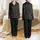 Women's Sophisticated Deep Black Charcoal Brown Bronze Ornate Floral Lace Scrollwork Satin Pajamas Set - 1