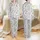 Women's Hand-Drawn Black Flax Flower Botanical Script Pattern on Heather Gray Satin Pajamas Set - 1
