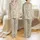 Women's Delicate Hand-Drawn Blush Pink Botanical Pattern with Olive Green Leaves, Cream Flowers & Orange Berries Satin Pajamas Set - 1