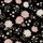 Women's Elegant Deep Black Botanical Pattern with Blush Pink Cream Chrysanthemums and Foliage Satin Pajamas Set - 2