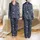 Expecting Mothers' Dark Navy Off-White Light Grey Whimsical Hand-Drawn Heart & Dot Pattern Satin Pajamas Set - 1