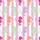 Women's Whimsical Cartoon Seahorse & Candy Stripe Pattern with Pastel Green, Fuchsia, Purple, Orange Satin Pajamas Set - 2